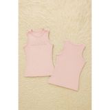 QKK Kadın Modal Pamuklu Likralı Kabartma Baskılı Kaşkorse 2'li Atlet Q6K6K5T0KA - Pudra - 2XL