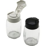 Qlux Ideas Qlux C-00284 Drop Tuzluk ve Baharatlık 100CC Çokgen Şeffaf Cam Plastik Kapak Tek Sitil Döküm - 40'li Paket