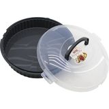 Qlux Ideas Qlux L-00653-2 Vista Pasta ve Börek Kabı Fanus Yuvarlak Taşıma Kulplu Antrasit Gri Plastik Kap - 6'li Paket - Antrasit - Gri