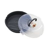 Qlux L-00653-2 Vista Pasta ve Börek Kabı Fanus Yuvarlak Taşıma Kulplu Antrasit Gri Plastik Kap - 6'li Paket