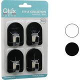 Qlux L-00950 4pcs Dome Askı No-2 Kubbeli - Siyah - Beyaz - Plastik Askı Yapışkanlı Montaj (5067)
