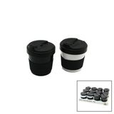 Qlux L-00985 Cozy Kahve Bardak 400ml NO-1 Plastik Silikon Kaplama Göbek Yudumlama Ağızlıklı Kapak - 24'li Paket