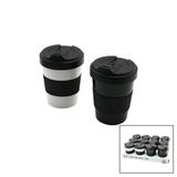 Qlux L-00986 Cozy Kahve Bardak 500ml NO-2 Plastik Silikon Kaplama Göbek Yudumlama Ağızlıklı Kapak - 24'li Paket