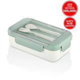 Qlux L-00995 Boutique Beslenme Kabı - 2 Bölmeli 1100 Ml Çatal Kaşıklı Contalı Kapak- 12'Li Paket