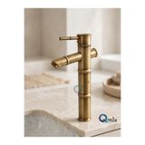 QMİX KCA Eskitme Retro Bambu Çanak Lavabo Bataryası – Çanak Lavabo Uyumlu Pirinç Musluk