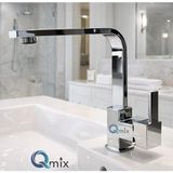 Qmix Krom Lüx Köşeli Mix Aç Kapa Pirinç Gövde Banyo Lavabo Bataryası