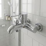 Qmix Rondo Serisi Lüx Ağır Premium Banyo Duş Bataryası Pirinç Gövde Krom Renk Duş Musluğu
