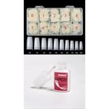 Qnail Professional 500'lü Kemik Yarım Ay Protez Tırnak Tips Seti ve Mxbon Fırçalı Yapıştırıcı 7 gr