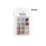 QNAİL PROFESSİONAL Badazzling Renkli Tırnak Taşı Seti 12'Li Nail Art Süsleme Parlak Kristal Boncuk Seti QA-203