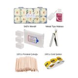 QNAİL PROFESSİONAL Kemik Renk Tips Mbqn 100'Lü Portakal Çubuğu 100'Lü Gold Şablon Metal Tips Makası 540'Lı Mendil Set