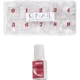 Qnail Professional Protez Tırnak 500’lü Şeffaf Yarım Ay Tips- Mxbon Fırçalı Protez Tırnak Tips Yapıştırıcı Glue 7 gr Set