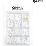 Qnail Professional Renkli Tırnak Taşı Seti 12'li Nail Art Süsleme Parlak Kristal Boncuk Seti QA-202