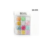 Qnail Professional Renkli Tırnak Taşı Seti 12'li Nail Art Süsleme Parlak Kristal Boncuk Seti QA-205