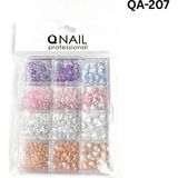 Qnail Professional Renkli Tırnak Taşı Seti 12'li Nail Art Süsleme Parlak Kristal Boncuk Seti QA-207