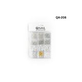 Qnail Professional Renkli Tırnak Taşı Seti 12'li Nail Art Süsleme Parlak Kristal Boncuk Seti QA-208