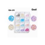 QNAİL PROFESSİONAL Renkli Tırnak Taşı Seti 12'Li Nail Art Süsleme Parlak Kristal Boncuk Seti QA-211