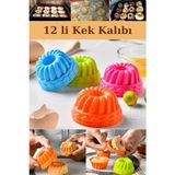 Qniay 12 Lı Mini Kek Kalıbı 3D Kurabiye Pasta Muffin Kalıpları Silikon Pişirme Kalıbı