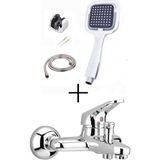 Qniay Aç Kapa Mix Banyo Bataryası + Kare Banyo Duş Seti Hortum Mafsal ve Başlık Set - Sağ