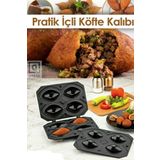 Qniay Lüx Siyah Pratik 4'lü Içli Köfte Kalıbı - Içli Köfte Kalıbı Aparatı Katlanabilir Içliköfte Aparatı