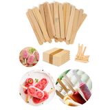 QNİAY Pratik 50'li Ahşap Dondurma Çubuğu | Ahşap Küçük Magnum Dondurma Çubuğu Naturel 50'li Paket