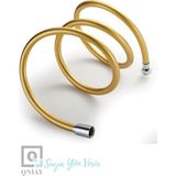 Qniay Pvc Kaplama Spiral Duş Hortumu (Gold) Kırılmaz Kopmaz Banyo Duş Hortumu - Sağ