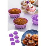 Qniay Renkli Silikon 6'lı Kek ve Muffin Kalıbı Qniayhome