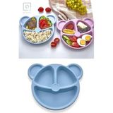 Qniay Sevimli Ayıcık Şekilli Mama Ve Yemek Tabağı Çocuk Yemek Tabağı Figürlü Çocuk Tabağı - Mavi 20Cm