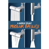 Qniay Yeni Tasarruflu 4 Modlu Şelale Ayarlanabilir Musluk Başlığı Mutfak Eviye Bataryası Lavabo Bataryası