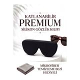 QnQ Katlanabilir Silikon Gözlük Kılıfı Mikrofiber Bez Hediyeli