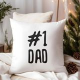 Qoeuyl Boutique #1 Dad Babalar Günü Baskılı Elyaf Dolgulu Hediyelik Yastık - 28 x 28 cm - Beyaz