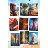 Qoeuyl Boutique 9'lu Renkli Orman ve Manzara Temalı Kartpostal 10x15 Ebatlarında