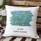 Qoeuyl Boutique Almond Blossoms Baskılı Sanatsal Hediyelik Elyaf Dolgulu Dekoratif Yastık - 39 x 39 cm - Renkli