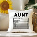 Qoeuyl Boutique Aunt Nutrition Facts Hala Teyze Baskılı Elyaf Dolgulu Hediyelik Yastık - 39 x 39 cm - Beyaz