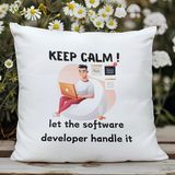 Qoeuyl Boutique Baskılı Yazılımcı Elyaf Saten Dekoratif Yastık - 28 x 28 cm - Beyaz