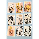 Qoeuyl Boutique Bej Çiçekler Temalı 9'lu Kartpostal