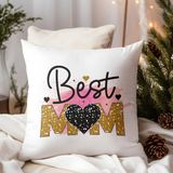 Qoeuyl Boutique Best Mom No:2 Baskılı Anneler Günü Hediyelik Elyaf Dolgulu Saten Dekoratif Yastık - 28 x 28 cm - Beyaz