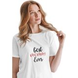 Qoeuyl Boutique Best Mommy Ever Baskılı Anneler Günü Doğum Günü Hediyelik Eğlenceli Beyaz Unisex T-Shirt - XL
