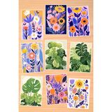 Qoeuyl Boutique Bohem Çiçekler Temalı 9'lu Kartpostal