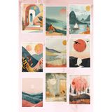 Qoeuyl Boutique Bohem Çizim No:2 Temalı 9'lu Kartpostal