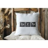 Qoeuyl Boutique Coffee Periyodik Tablo Baskılı Elyaf Dolgulu Hediyelik Yastık - 28 x 28 cm - Beyaz