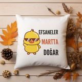 Qoeuyl Boutique Efsaneler Martta Doğar Baskılı Doğum Günü Hediyelik Elyaf Saten Dekoratif Yastık - 28 x 28 cm - Çok Renkli