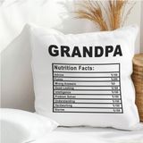 Qoeuyl Boutique Grandpa Nutrition Facts Büyükbaba Baskılı Elyaf Dolgulu Yastık - 28 x 28 cm - Beyaz