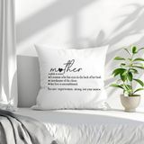 Qoeuyl Boutique Happy Mother's Day Baskılı Anneler Günü Hediyelik Elyaf Dolgulu Saten Dekoratif Yastık - 28 x 28 cm - Beyaz