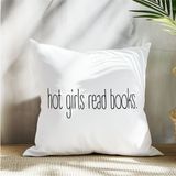 Qoeuyl Boutique Hot Girls Read Books Baskılı Komik Hediyelik Elyaf Saten Dekoratif Yastık - 28 x 28 cm - Beyaz