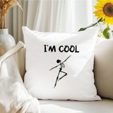 Qoeuyl Boutique I'm Cool Baskılı Komik Hediyelik Elyaf Dolgulu Saten Dekoratif Yastık - 28 x 28 cm - Beyaz