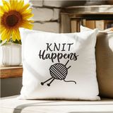 Qoeuyl Boutique Knıt Hapens Örgü Baskılı Elyaf Dolgulu Hediyelik Yastık - 39 x 39 cm - Beyaz