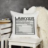 Qoeuyl Boutique Lawyer Nutrition Facts Avukat Baskılı Elyaf Dolgulu Hediyelik Yastık - 39 x 39 cm - Beyaz