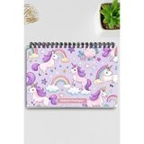 Qoeuyl Boutique Lila Unicorn Temalı A5 Tel Spiralli Yapılacaklar Notlar Listesi Haftalık Planlayıcı