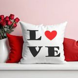 Qoeuyl Boutique Love Baskılı Eş Sevgili Hediyelik Elyaf Dolgulu Dekoratif Yastık - 39 x 39 cm - Beyaz