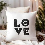 Qoeuyl Boutique Love Baskılı Hediyelik Elyaf Dolgulu Saten Dekoratif Yastık - 28 x 28 cm - Beyaz